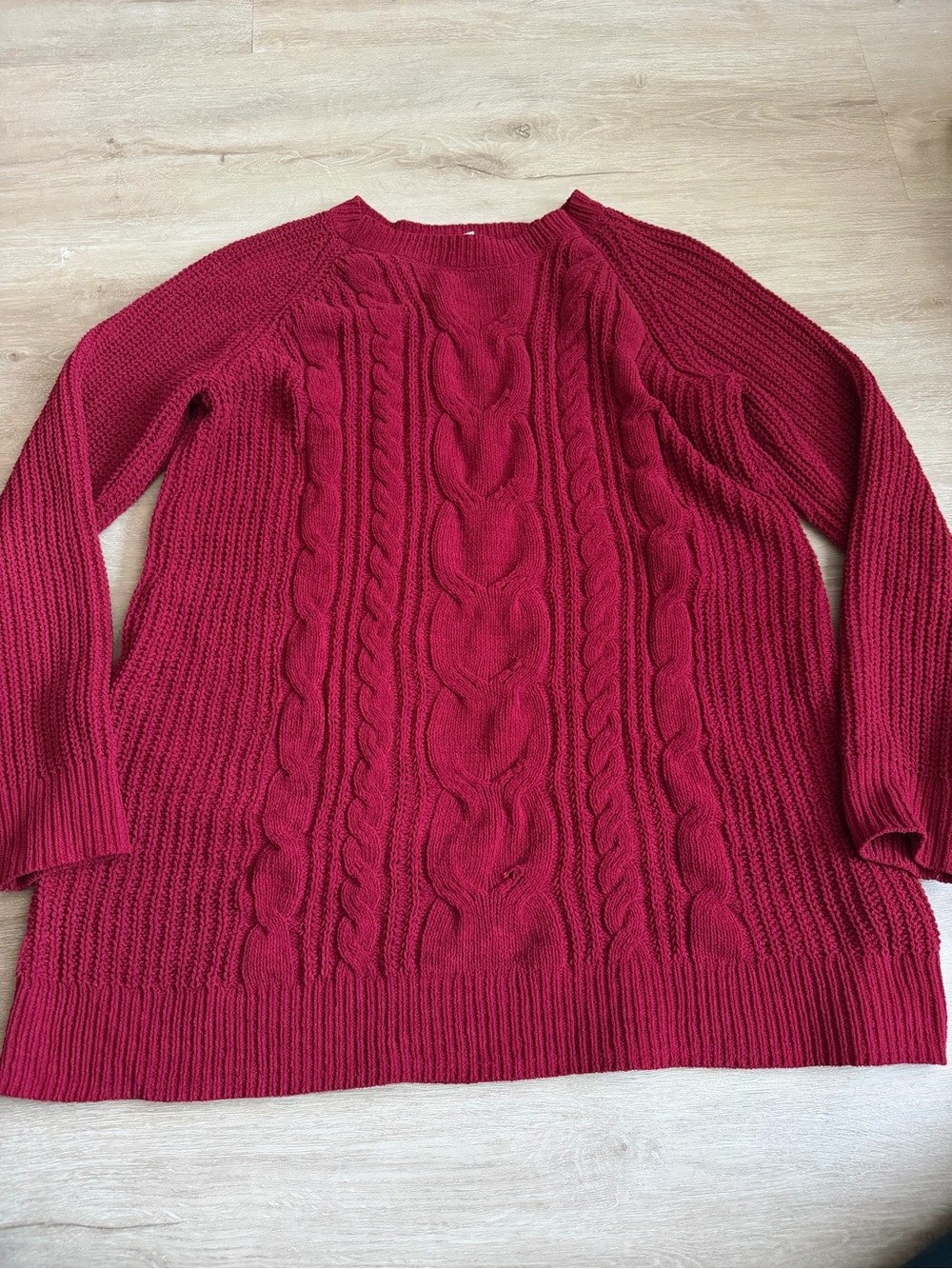 J. Jill Women's Deep Red Cable Knit Chenille Fishermans Sweater Soft Cozy SZ M